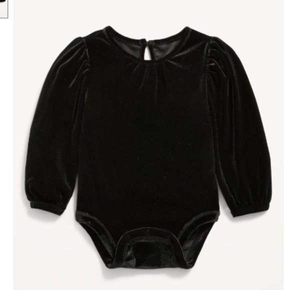 🧸 SALE! (5/$15, 8/$22, 12/$30) Old Navy Velvet Bodysuit black 0-3m - Picture 1 of 13